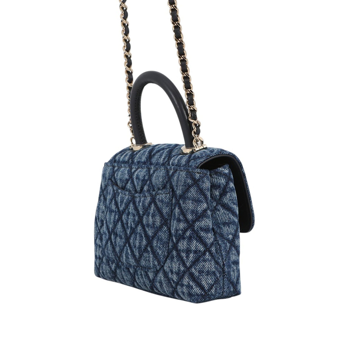 Chanel Extra Mini Quilted Washed Denim Coco Top Handle Bag