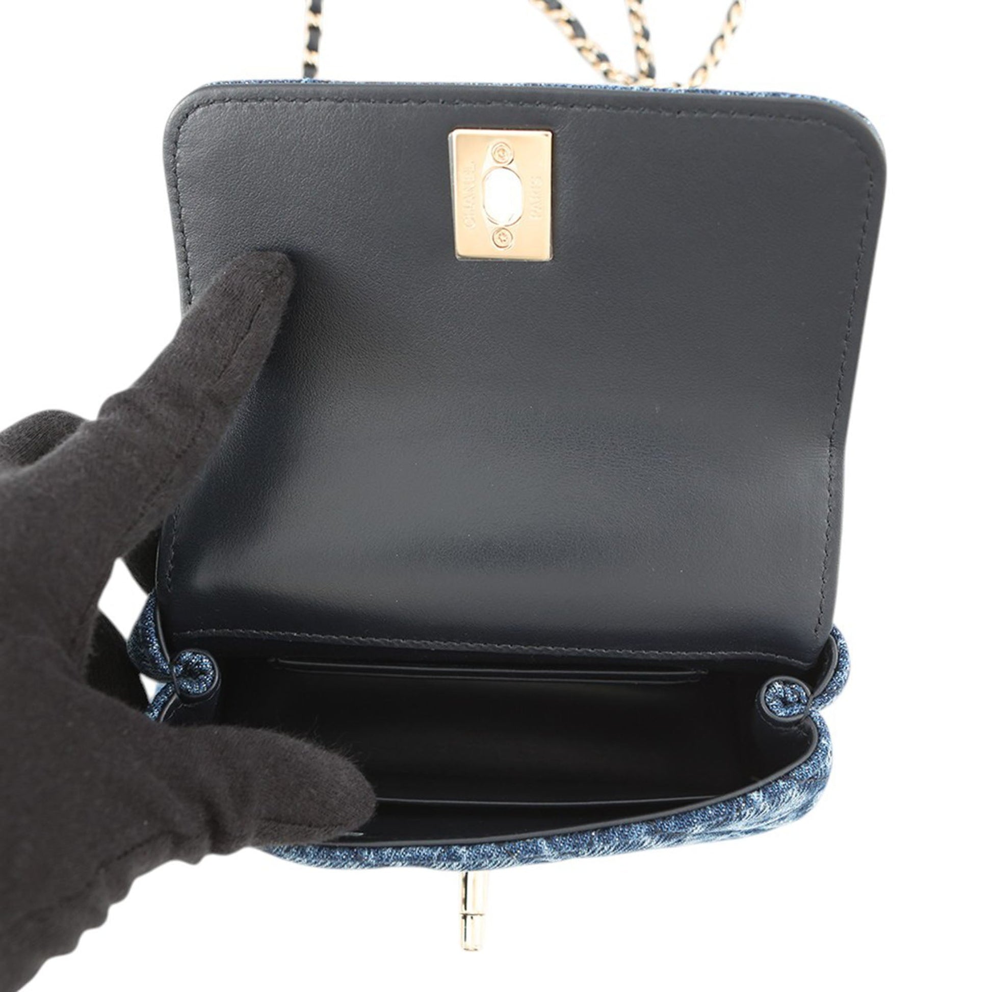 Chanel Extra Mini Quilted Washed Denim Coco Top Handle Bag