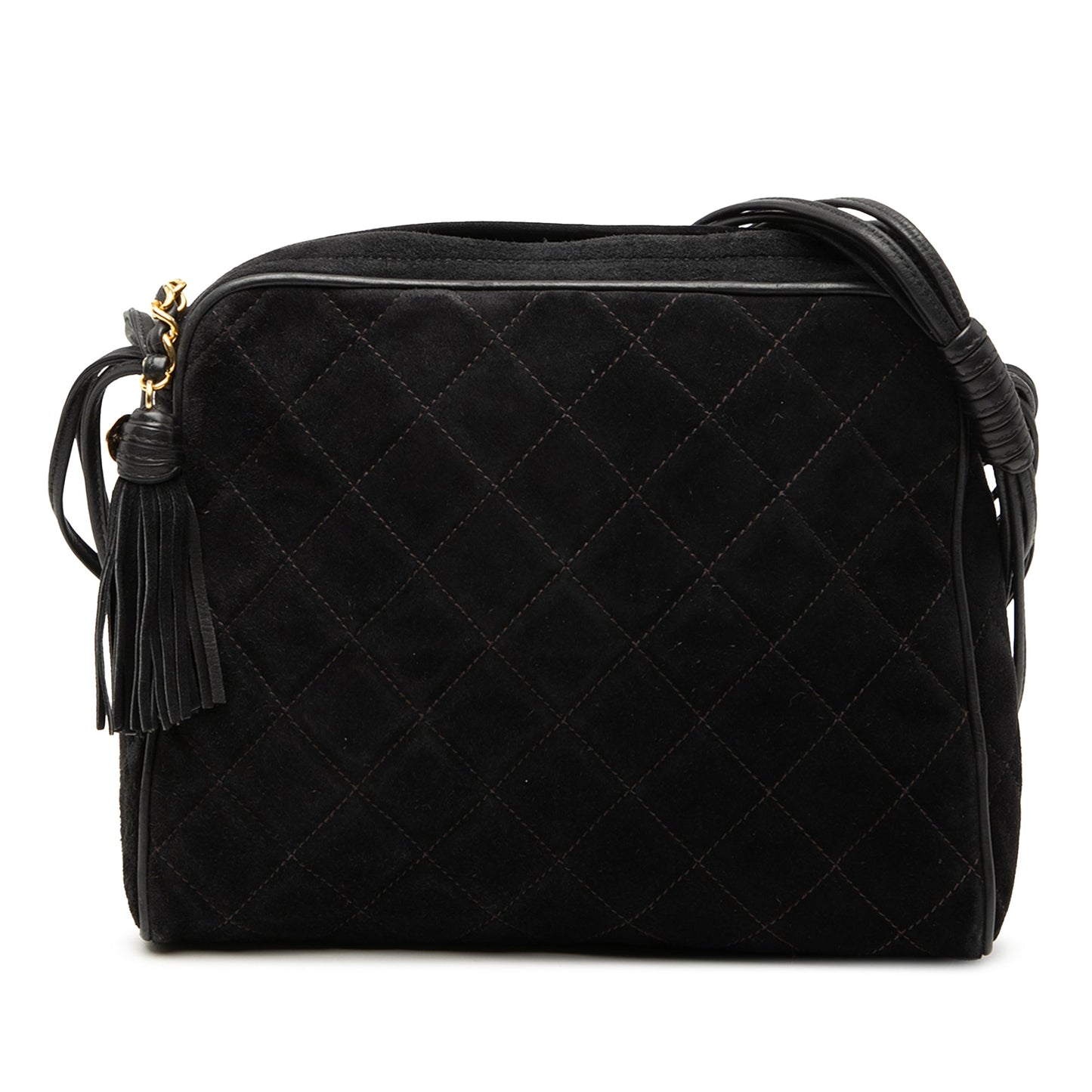 Chanel CC Quilted Suede Tassel Shoulder Bag