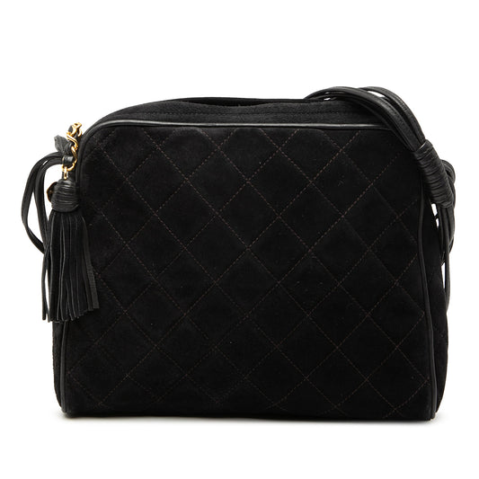 Chanel CC Quilted Suede Tassel Shoulder Bag