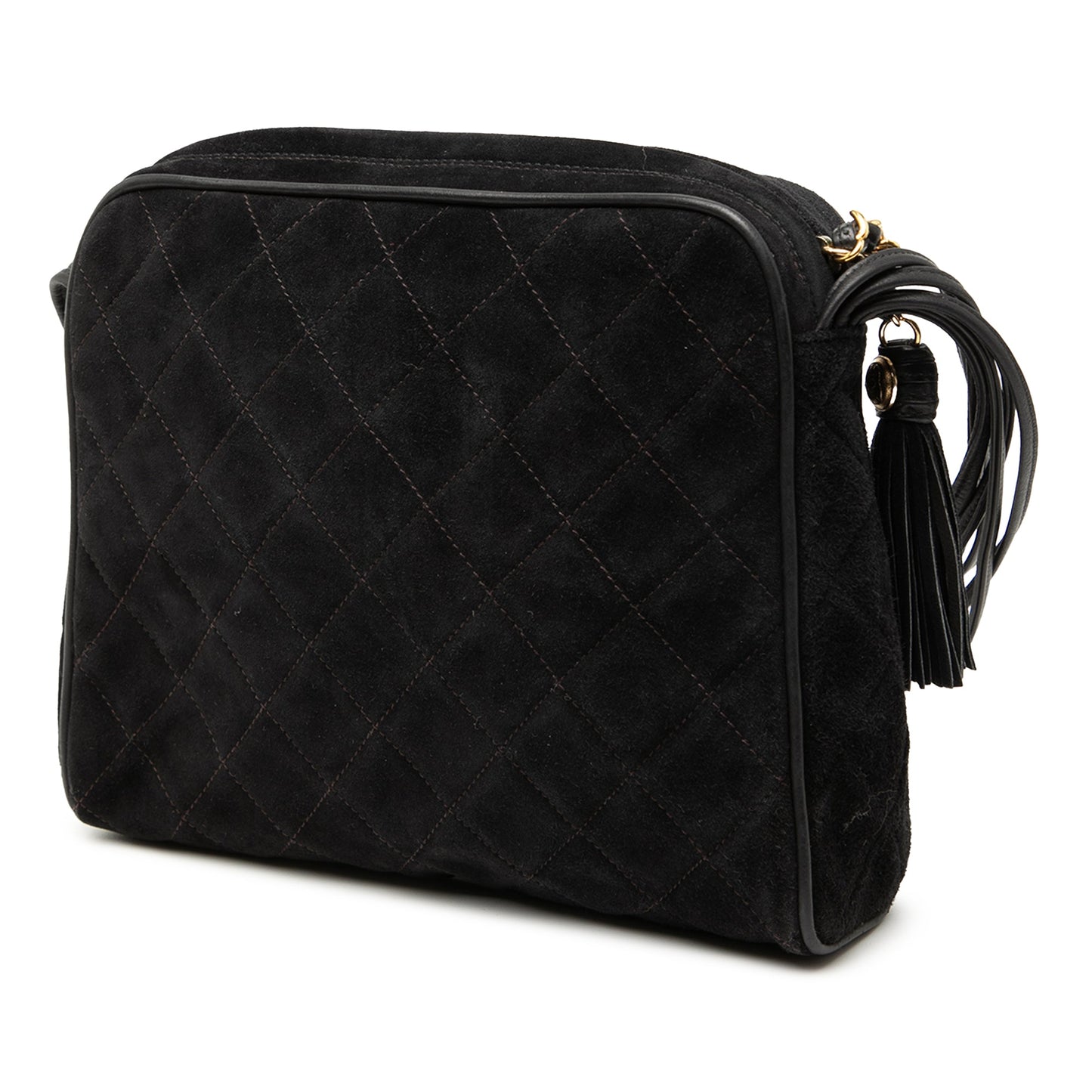 Chanel CC Quilted Suede Tassel Shoulder Bag
