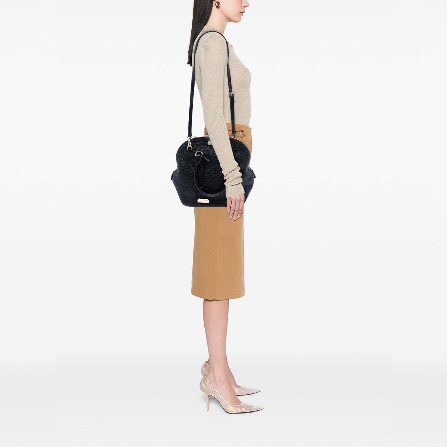 Burberry Large Grained Calfskin Heritage Orchard Bowling Bag