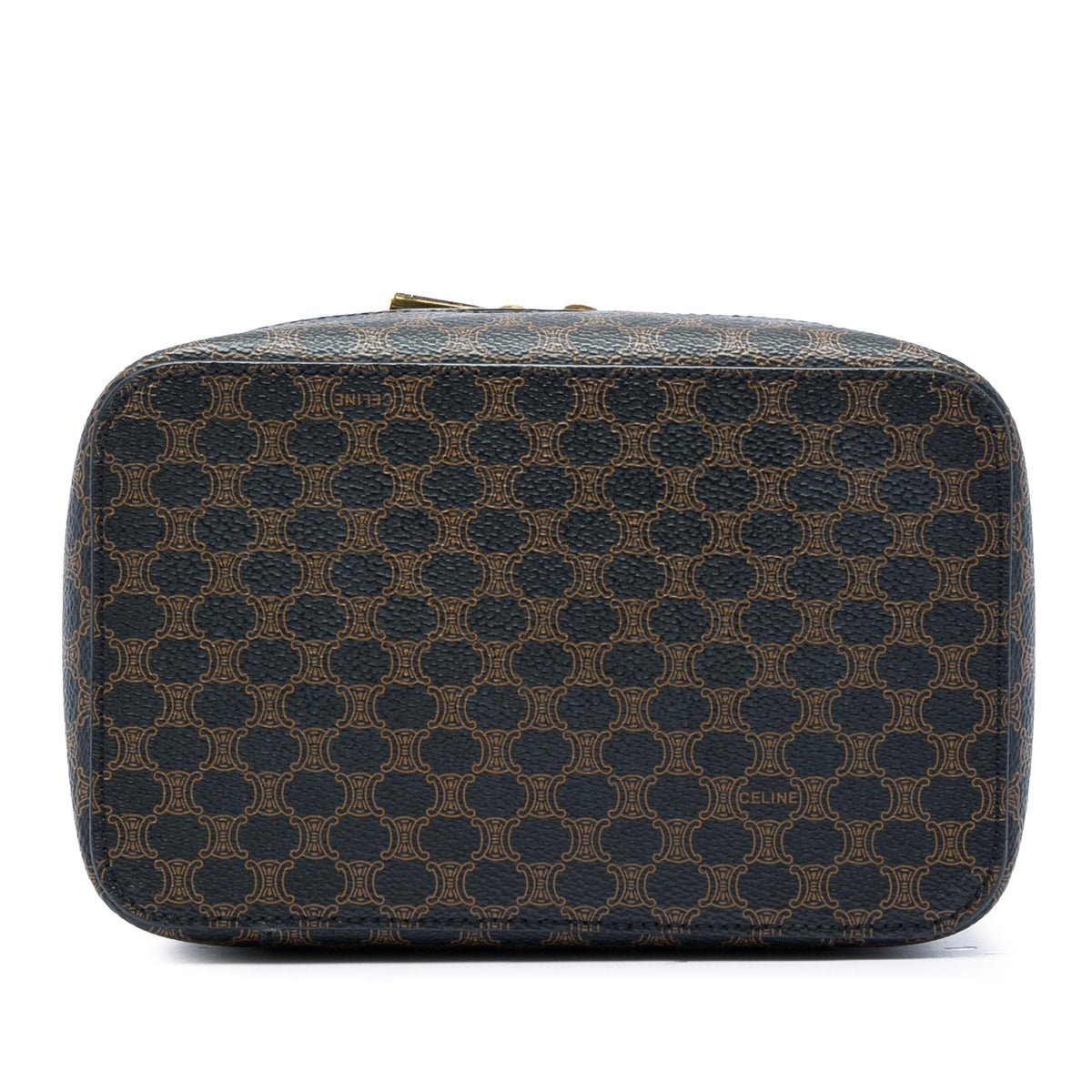 Celine Macadam Coated Canvas Double Zip Vanity Bag — Brown