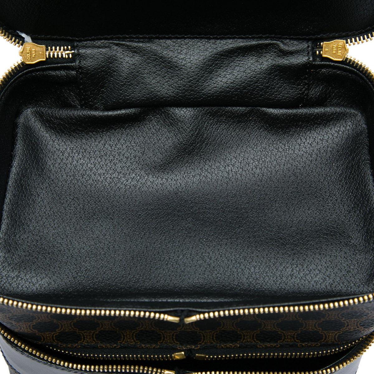 Celine Macadam Coated Canvas Double Zip Vanity Bag — Brown