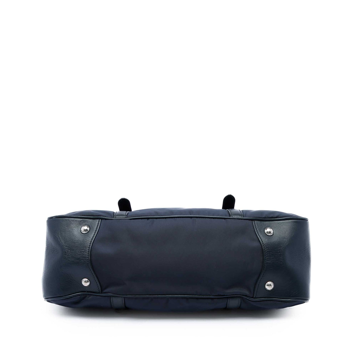 Prada Soft Calf Trimmed Tessuto Zip Top Satchel — Blue