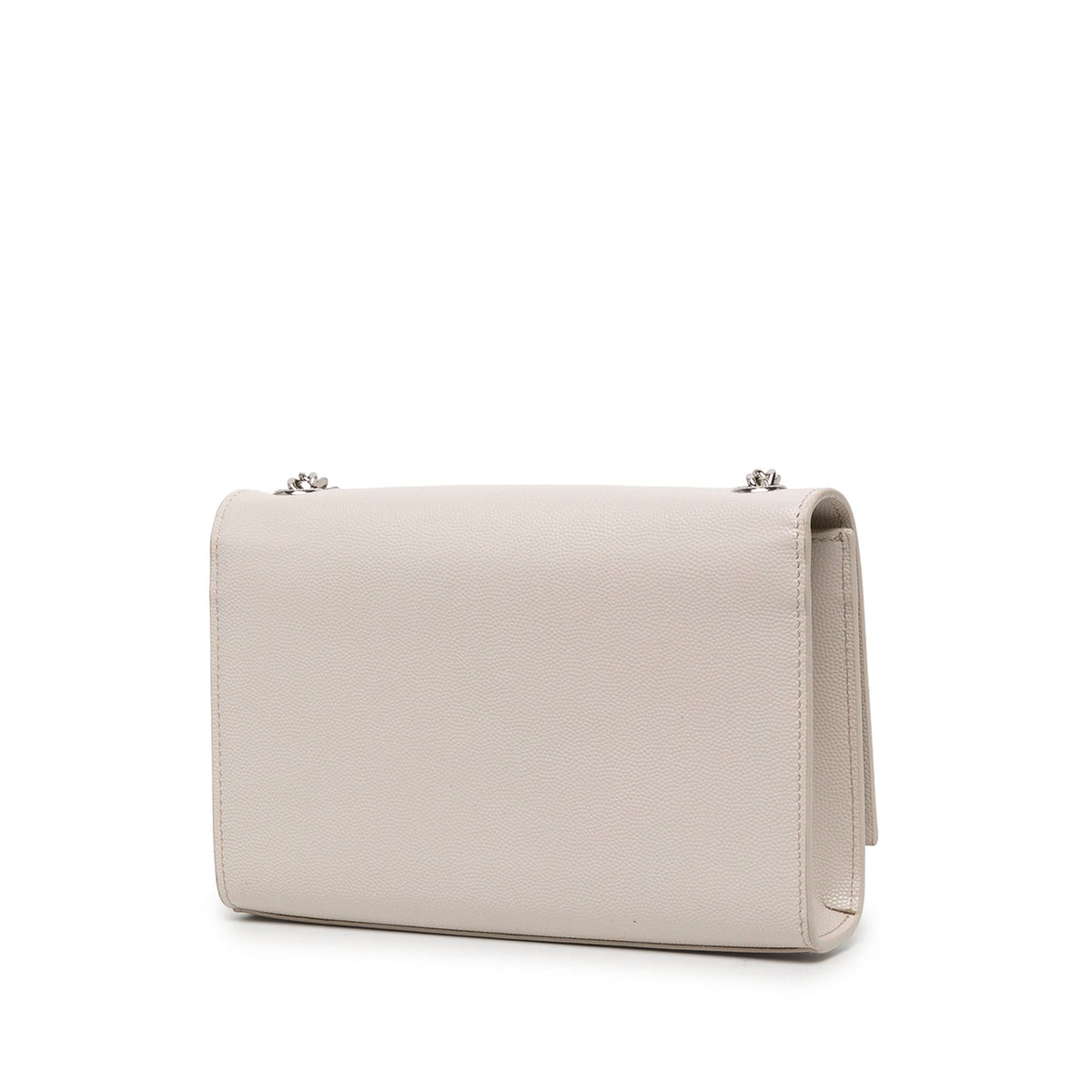 Saint Laurent Small Grain de Poudre Monogram Kate Tassel Crossbody — White