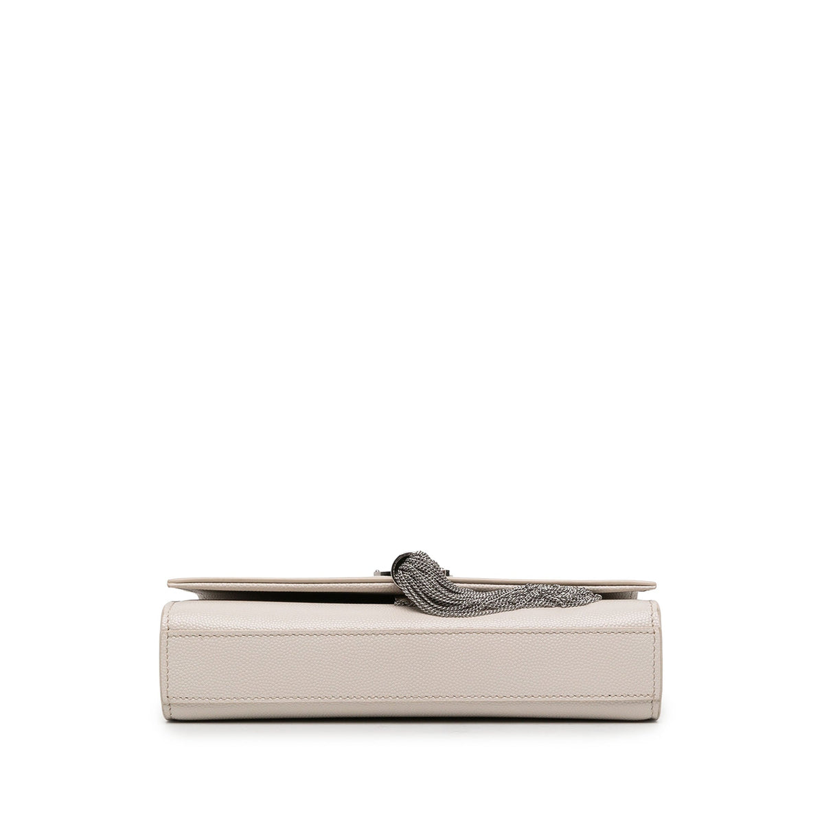 Saint Laurent Small Grain de Poudre Monogram Kate Tassel Crossbody — White