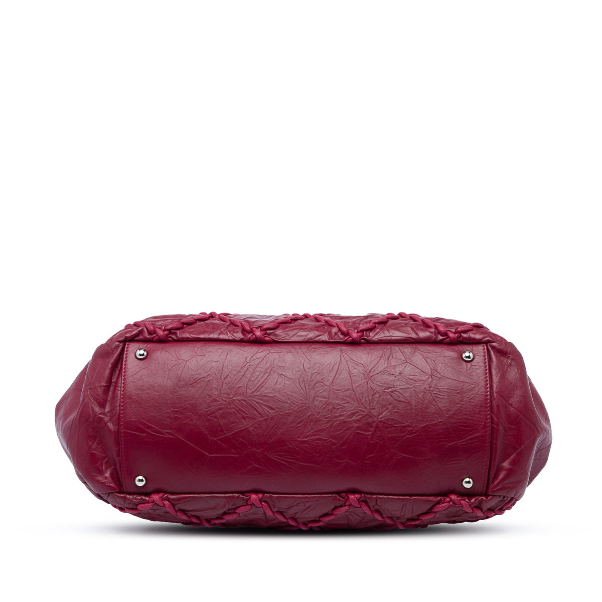Chanel CC Quilted Crinkled Calfskin Ultra Stitch Bowling Bag — Red