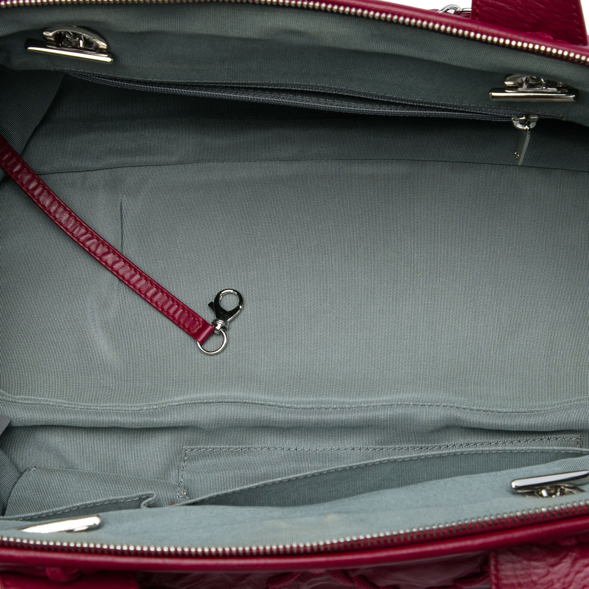 Chanel CC Quilted Crinkled Calfskin Ultra Stitch Bowling Bag — Red