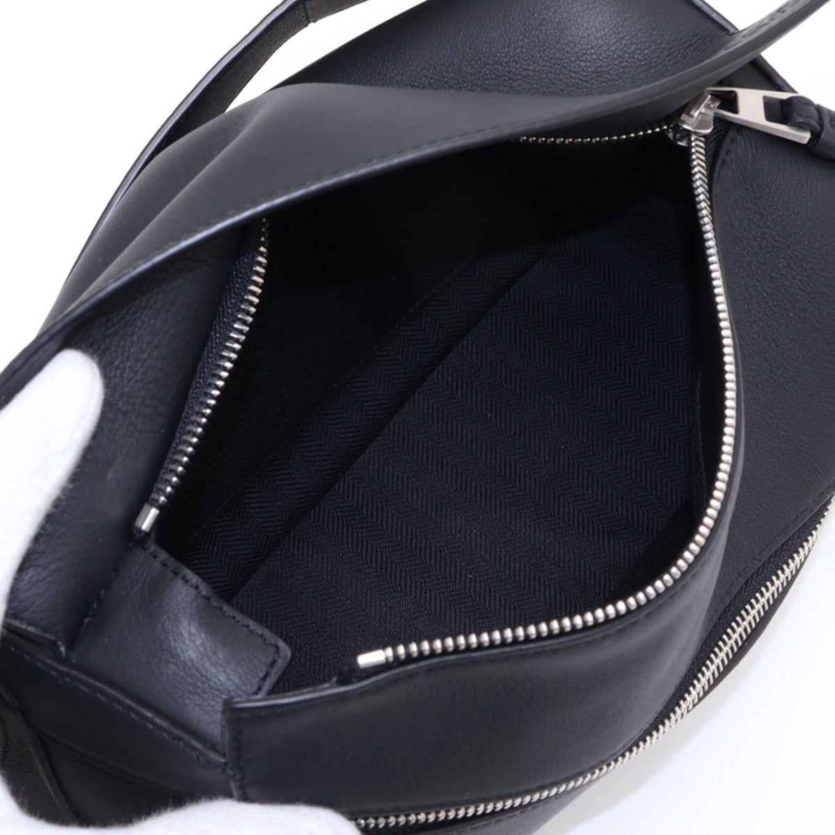 LOEWE Small Calfskin Puzzle Bumbag — Black