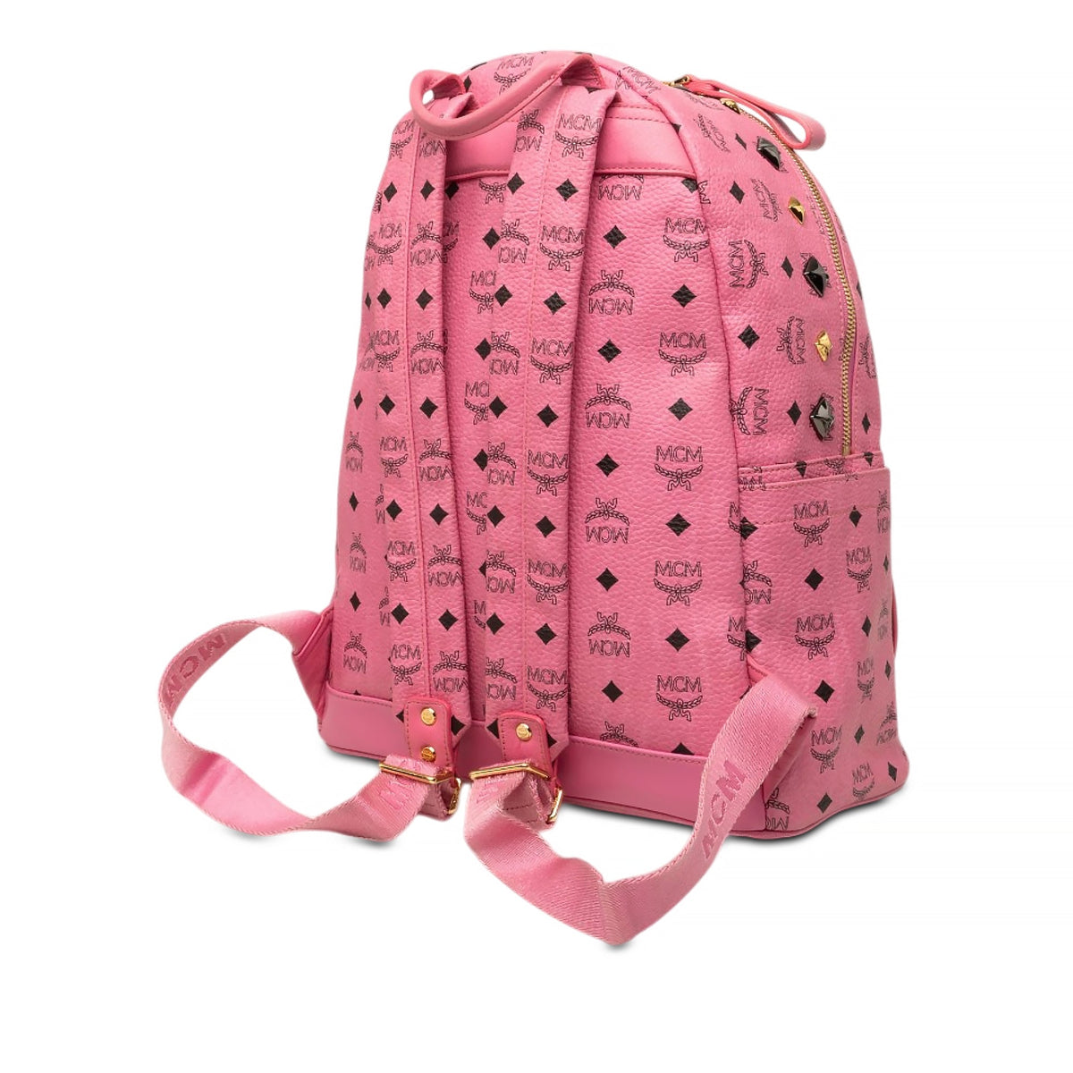 MCM Visetos Studded Coated Canvas Stark Backpack — Pink