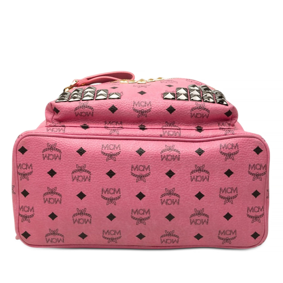 MCM Visetos Studded Coated Canvas Stark Backpack — Pink