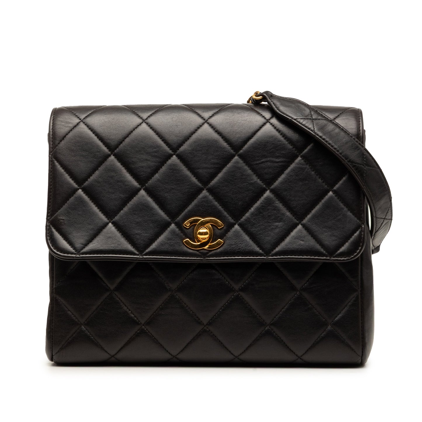 Chanel Small Square Quilted Lambskin Straight Single Flap