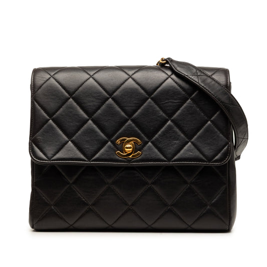 Chanel Small Square Quilted Lambskin Straight Single Flap