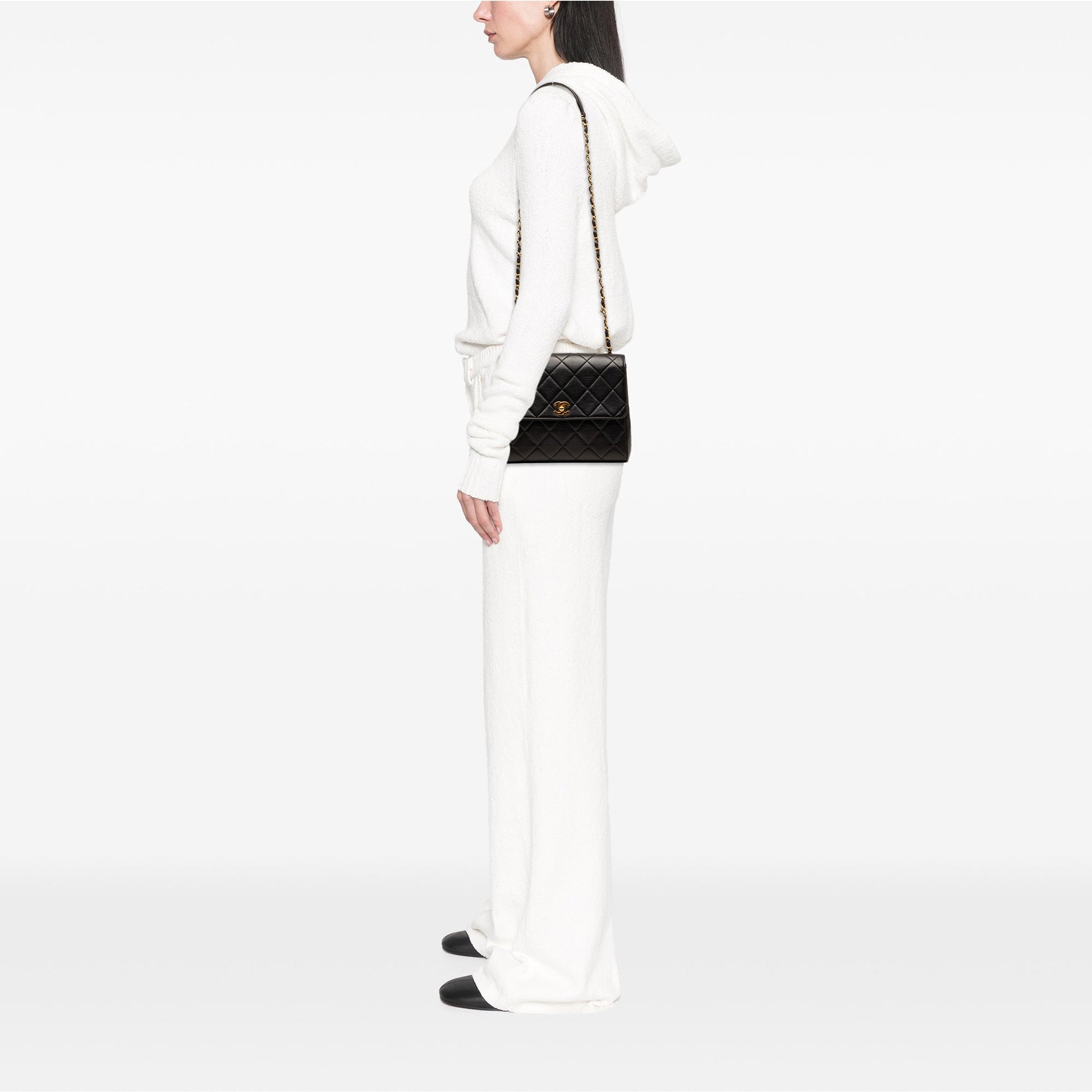 Chanel Small Square Quilted Lambskin Straight Single Flap