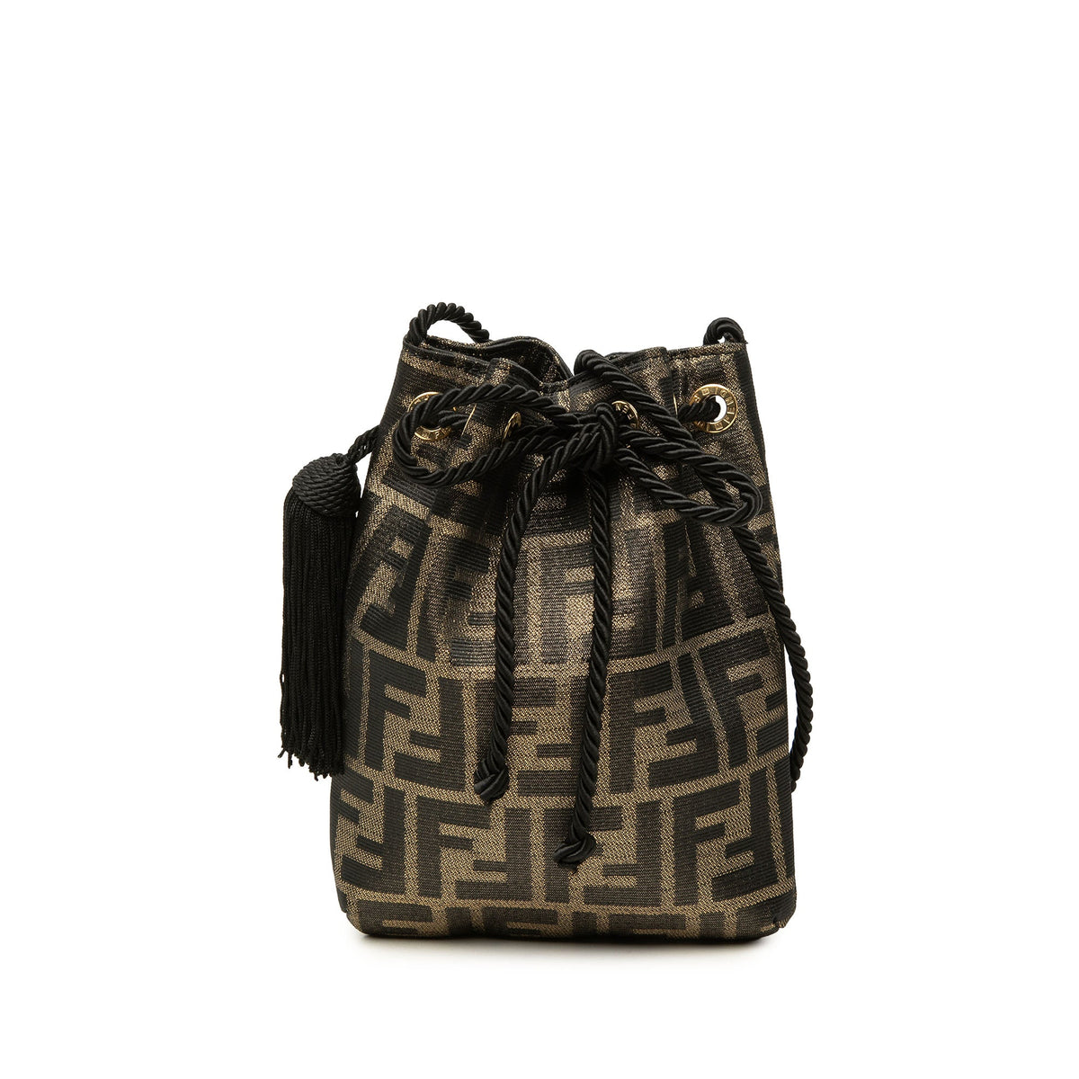 Fendi Zucca Canvas Drawstring Bucket Bag — Brown