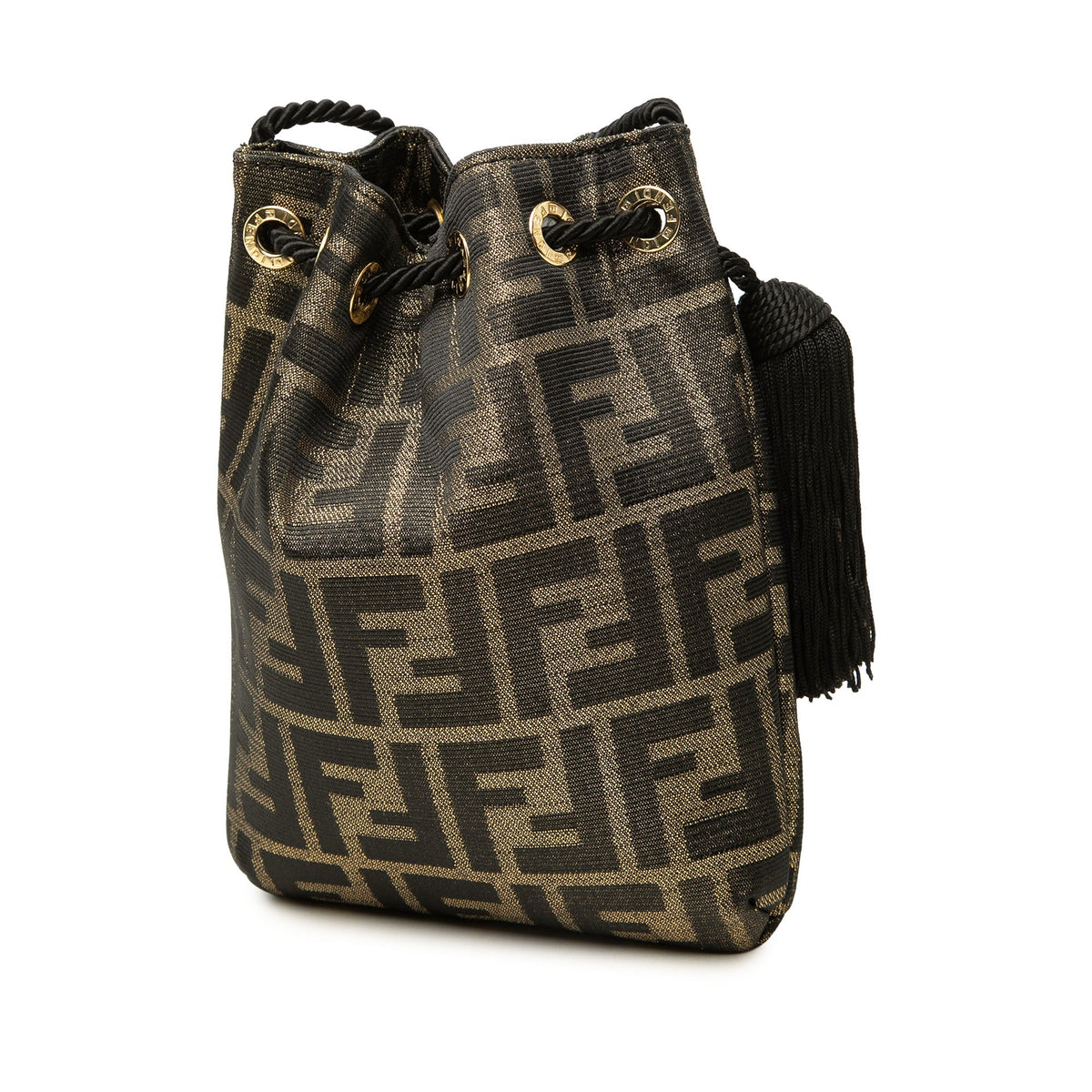 Fendi Zucca Canvas Drawstring Bucket Bag — Brown