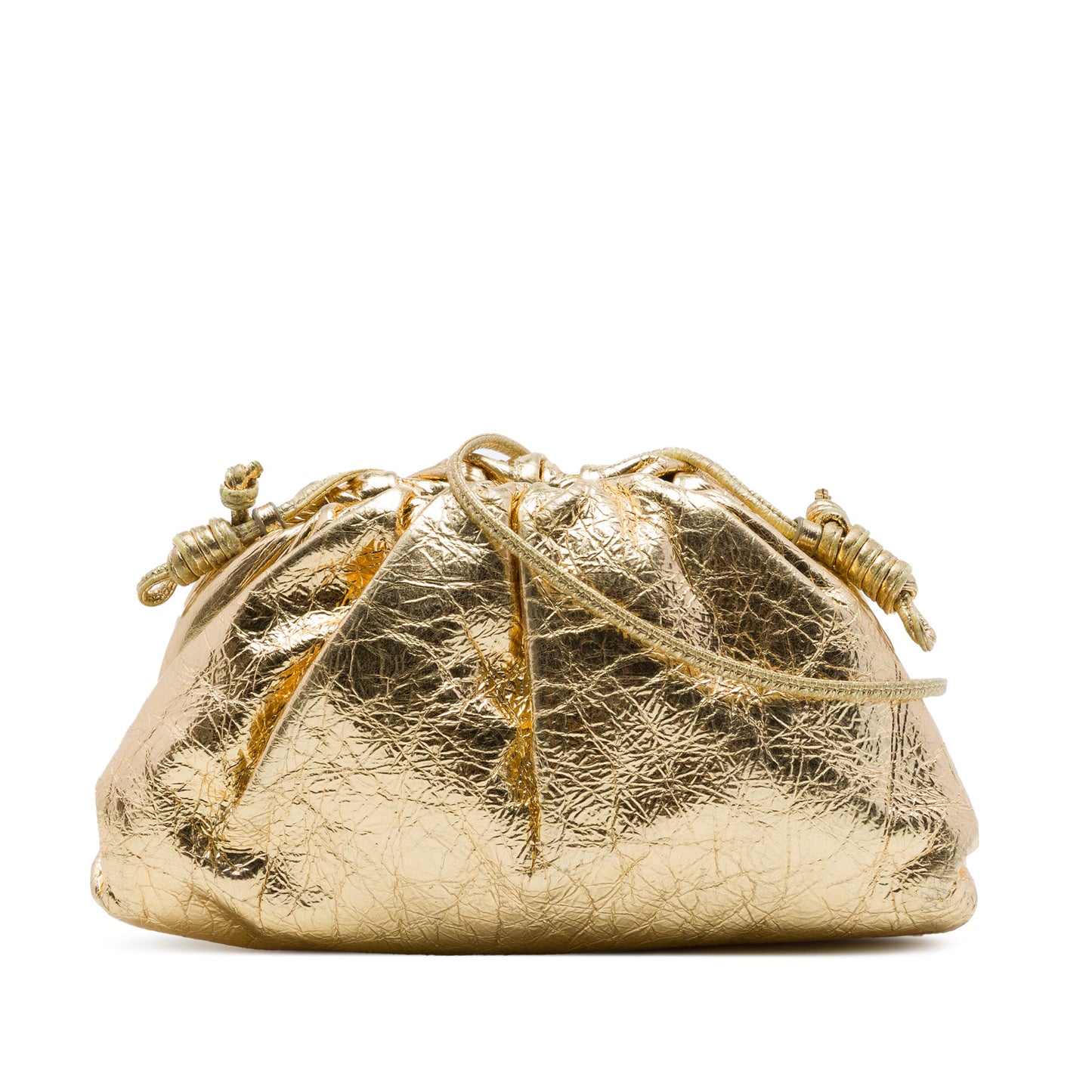Bottega Veneta Metallic Crinkled Lambskin The Mini Pouch Crossbody