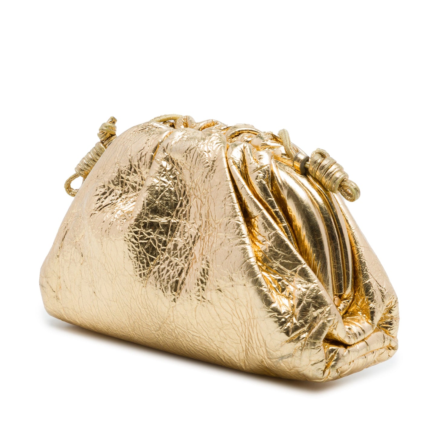 Bottega Veneta Metallic Crinkled Lambskin The Mini Pouch Crossbody