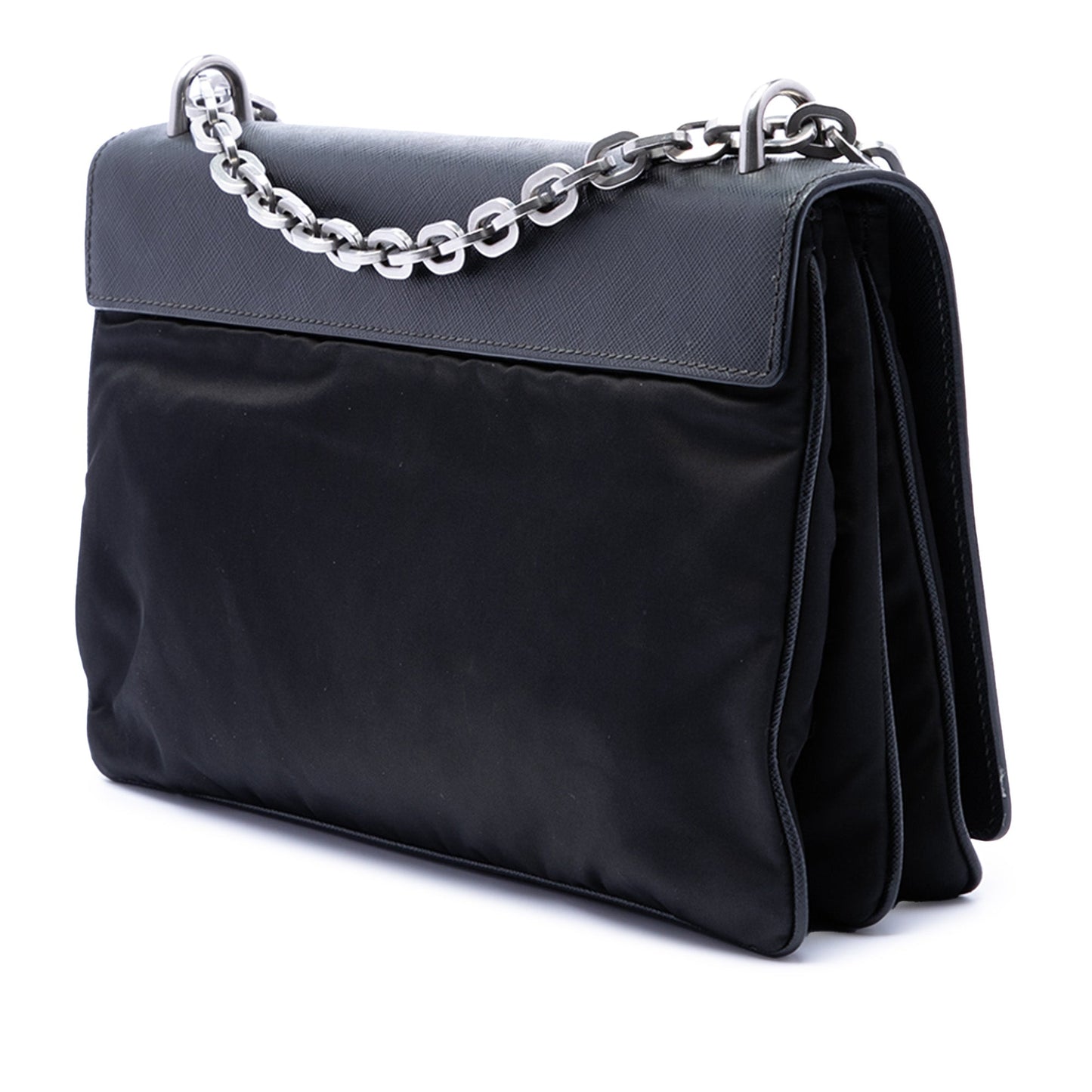 Prada Saffiano Lux and Tessuto Chain Crossbody