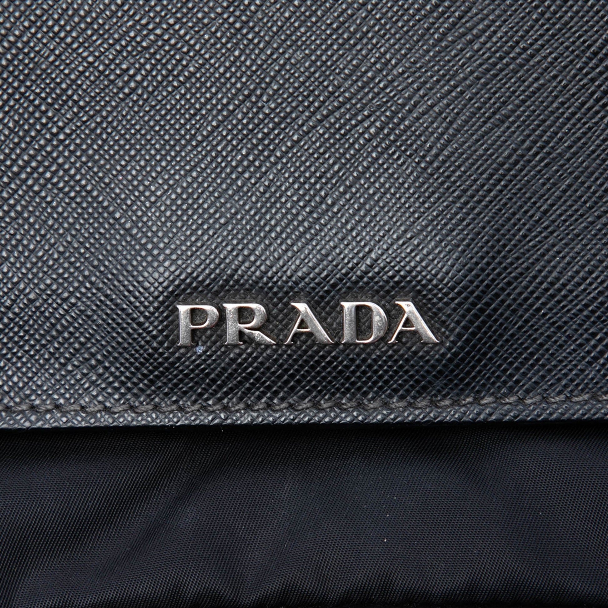 Prada Saffiano Lux and Tessuto Chain Crossbody