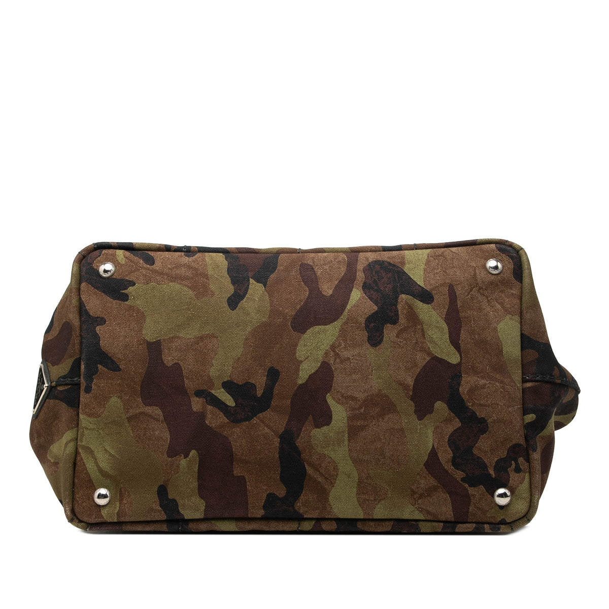 Prada Canvas Canapa Logo Camouflage Tote — Brown