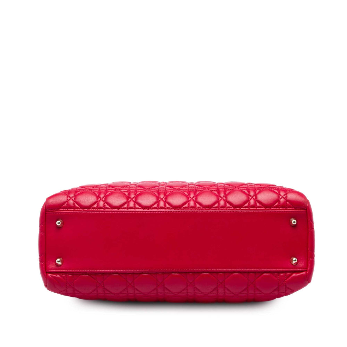 Dior Large Lambskin Cannage Soft Zipped Lady Dior Shopping Tote — Red