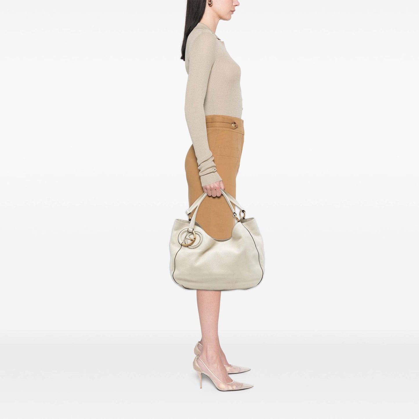 Medium Pebbled Calfskin Twill Tote