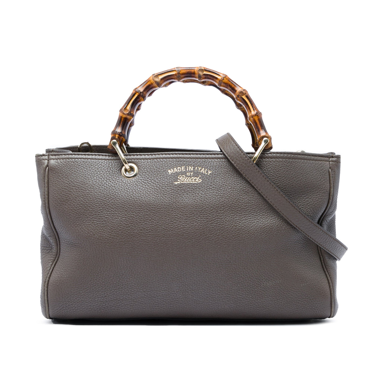 Gucci Medium Calfskin Bamboo Shopper Satchel — Brown