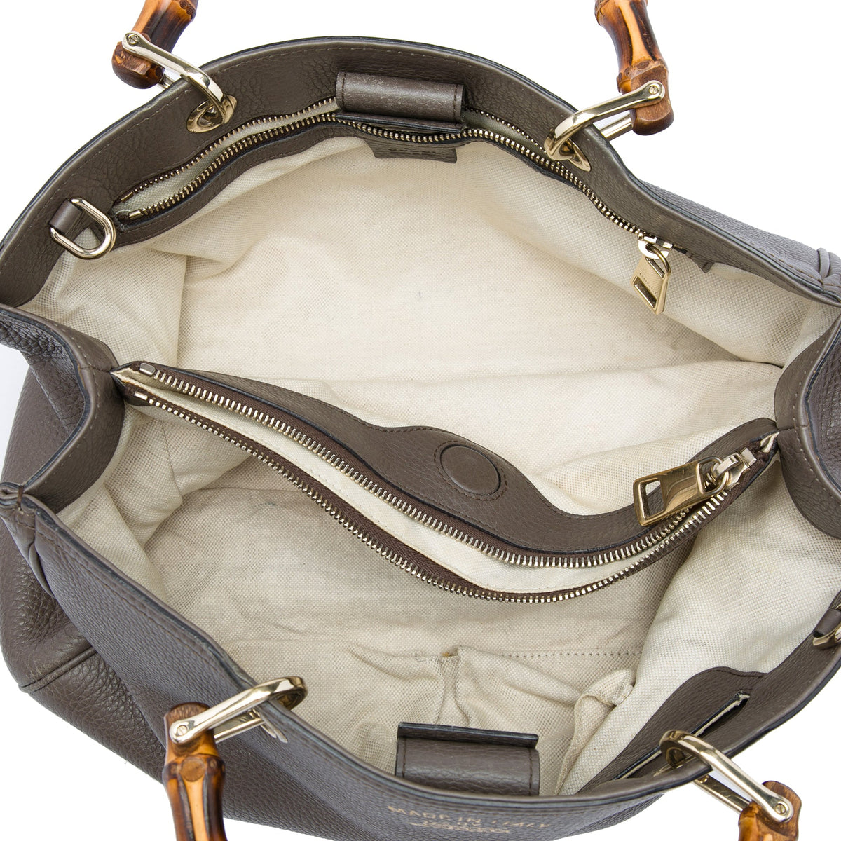 Gucci Medium Calfskin Bamboo Shopper Satchel — Brown
