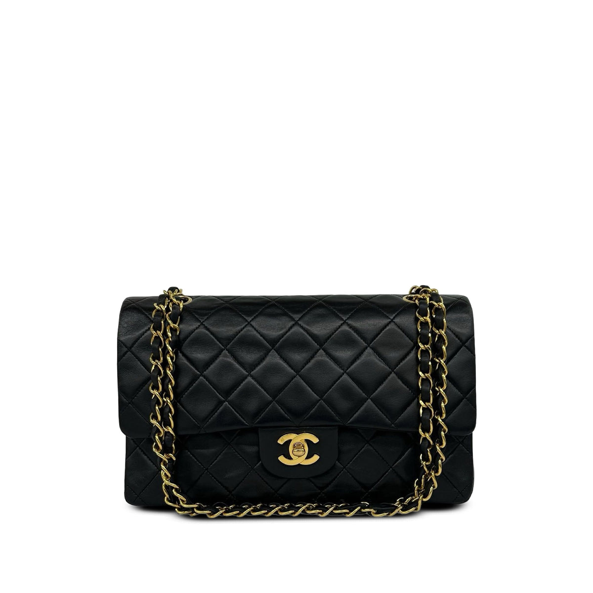 Chanel Medium Classic Lambskin Double Flap — Black