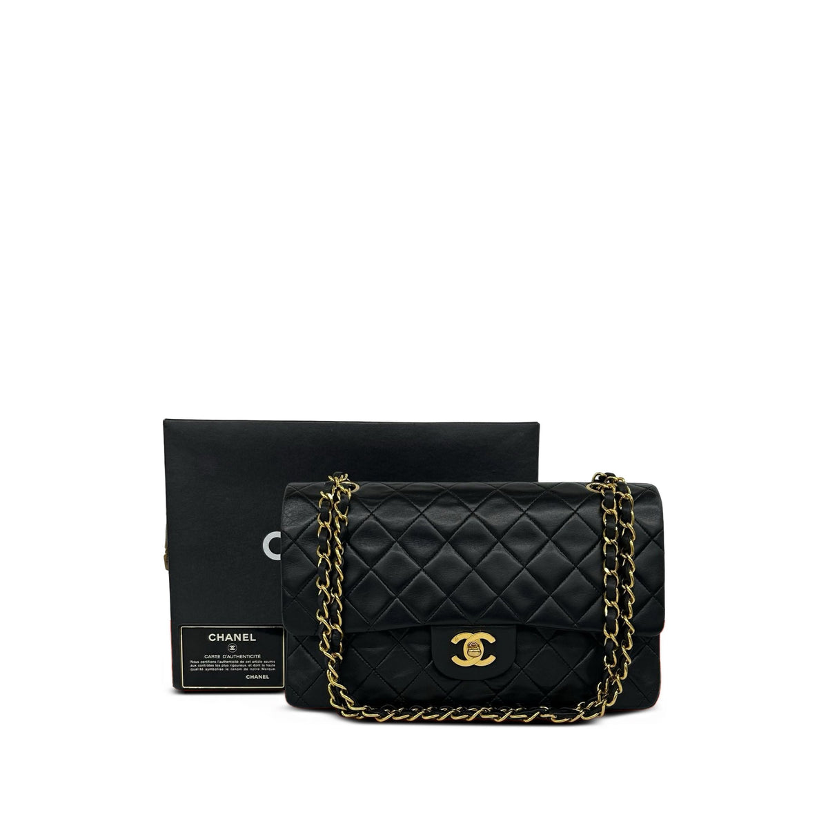 Chanel Medium Classic Lambskin Double Flap — Black