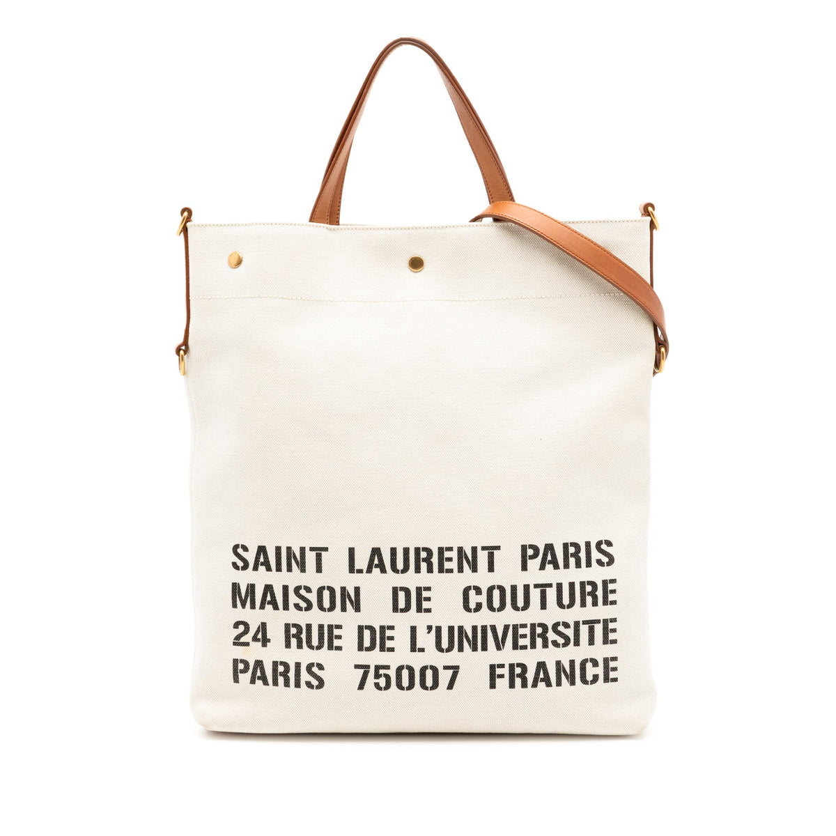 Saint Laurent Canvas Stencil Logo Convertible Tote