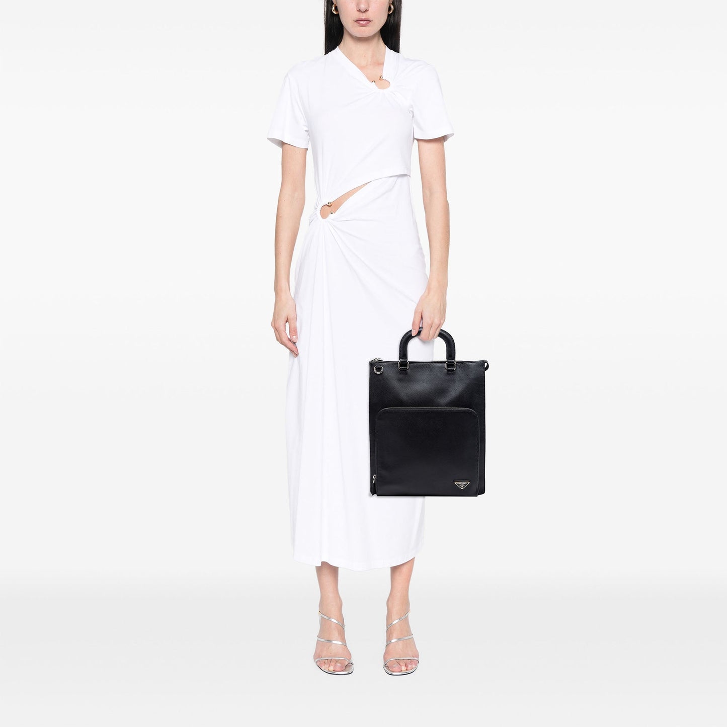 Prada Saffiano Lux Front Pocket Convertible Tote