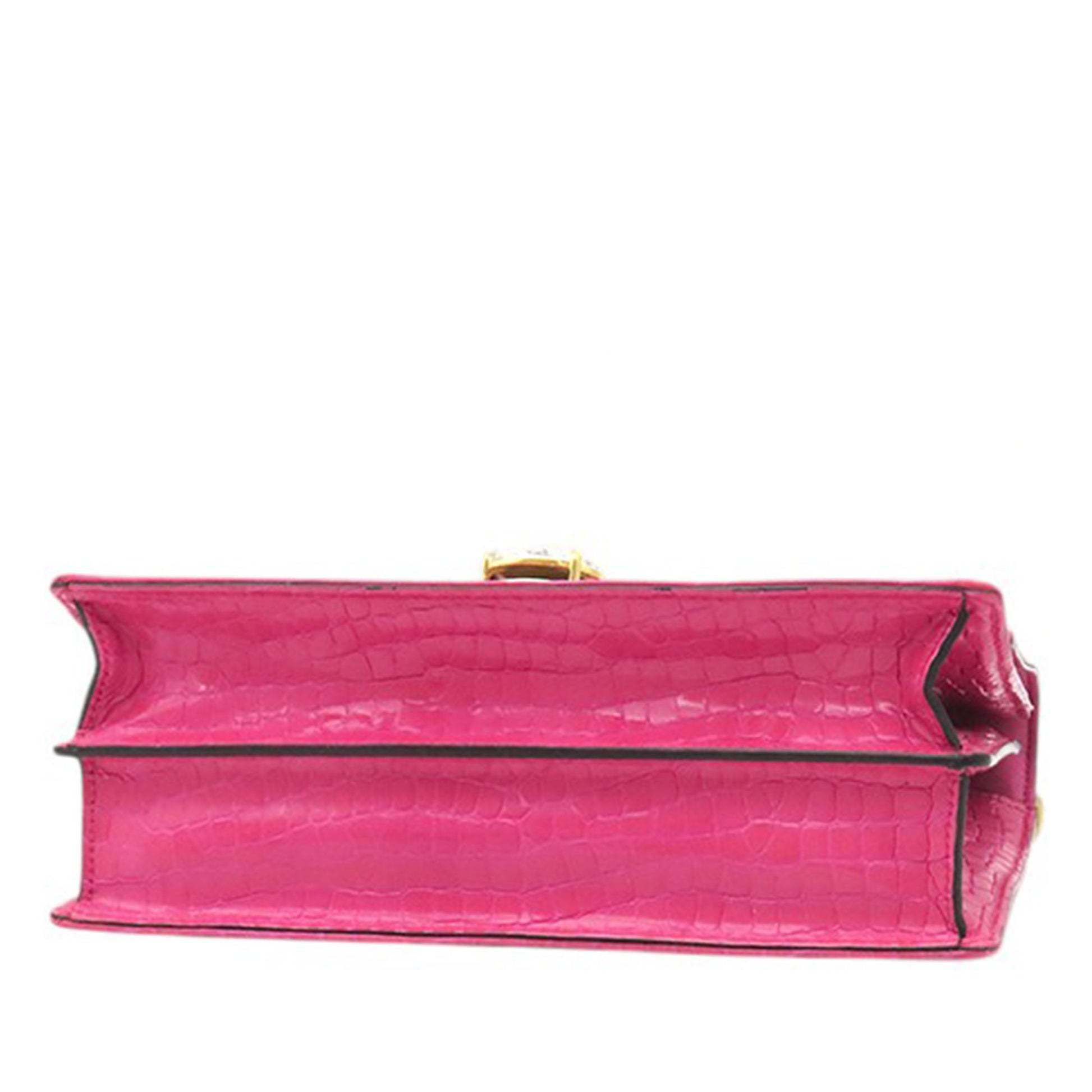 Miu Miu MM Paris Emiuticon Jacquard and Croc Embossed Patent Crystal Chain Crossbody