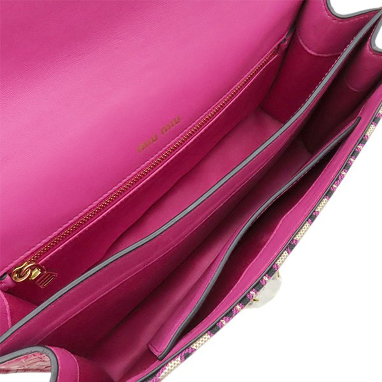 Miu Miu MM Paris Emiuticon Jacquard and Croc Embossed Patent Crystal Chain Crossbody