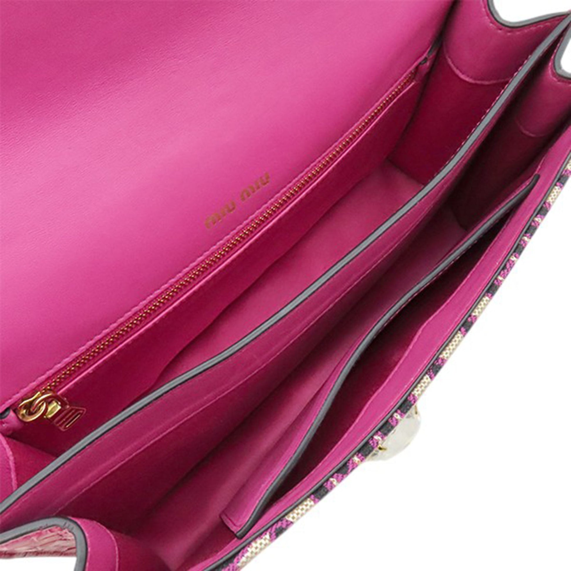 Miu Miu MM Paris Emiuticon Jacquard and Croc Embossed Patent Crystal Chain Crossbody