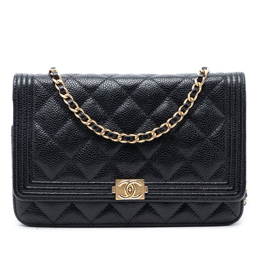 Chanel Quilted Caviar Boy Wallet on Chain