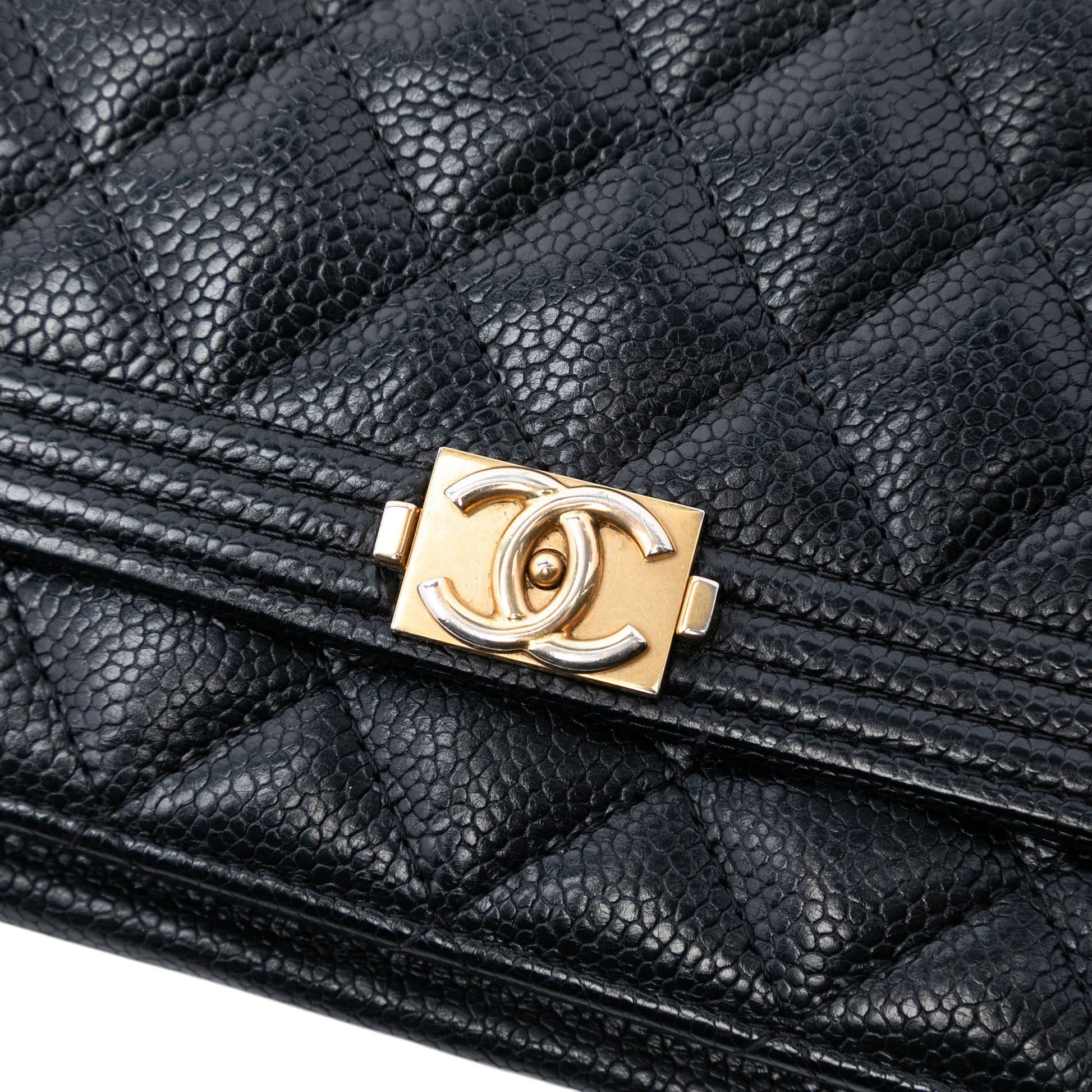 Chanel Quilted Caviar Boy Wallet on Chain