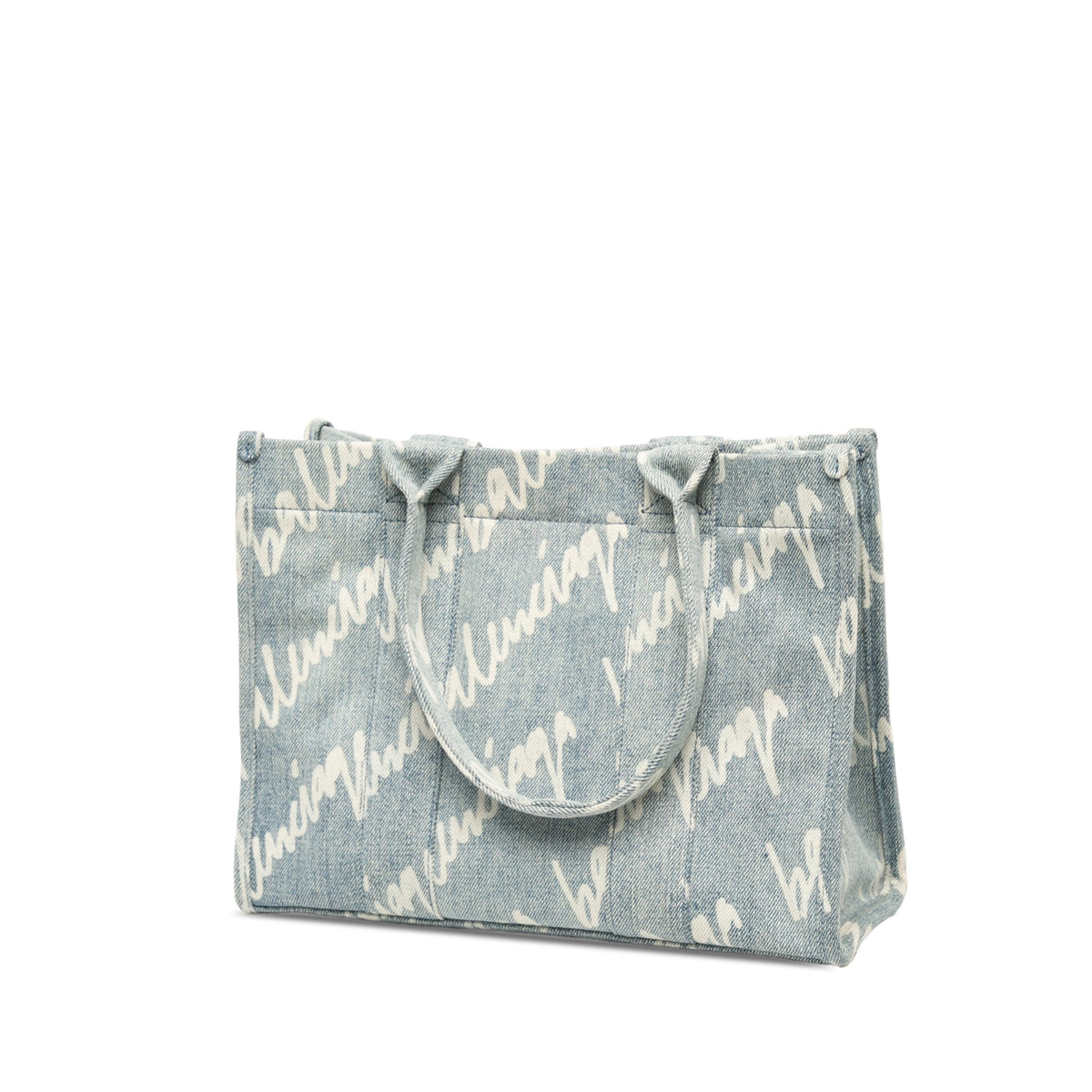 Balenciaga Small Denim Scribble Logo Hardware Satchel — Blue