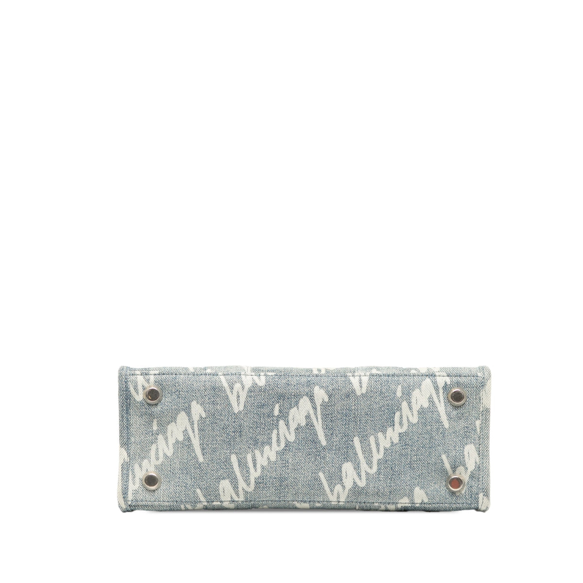 Balenciaga Small Denim Scribble Logo Hardware Satchel — Blue