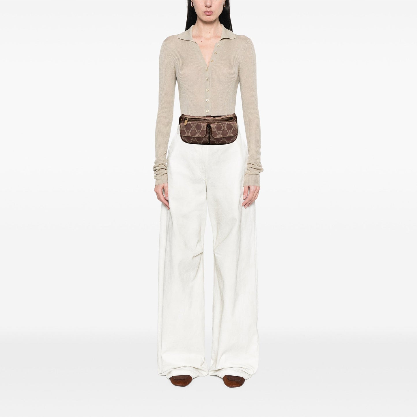 Celine Macadam Denim Double Pocket Belt Bag