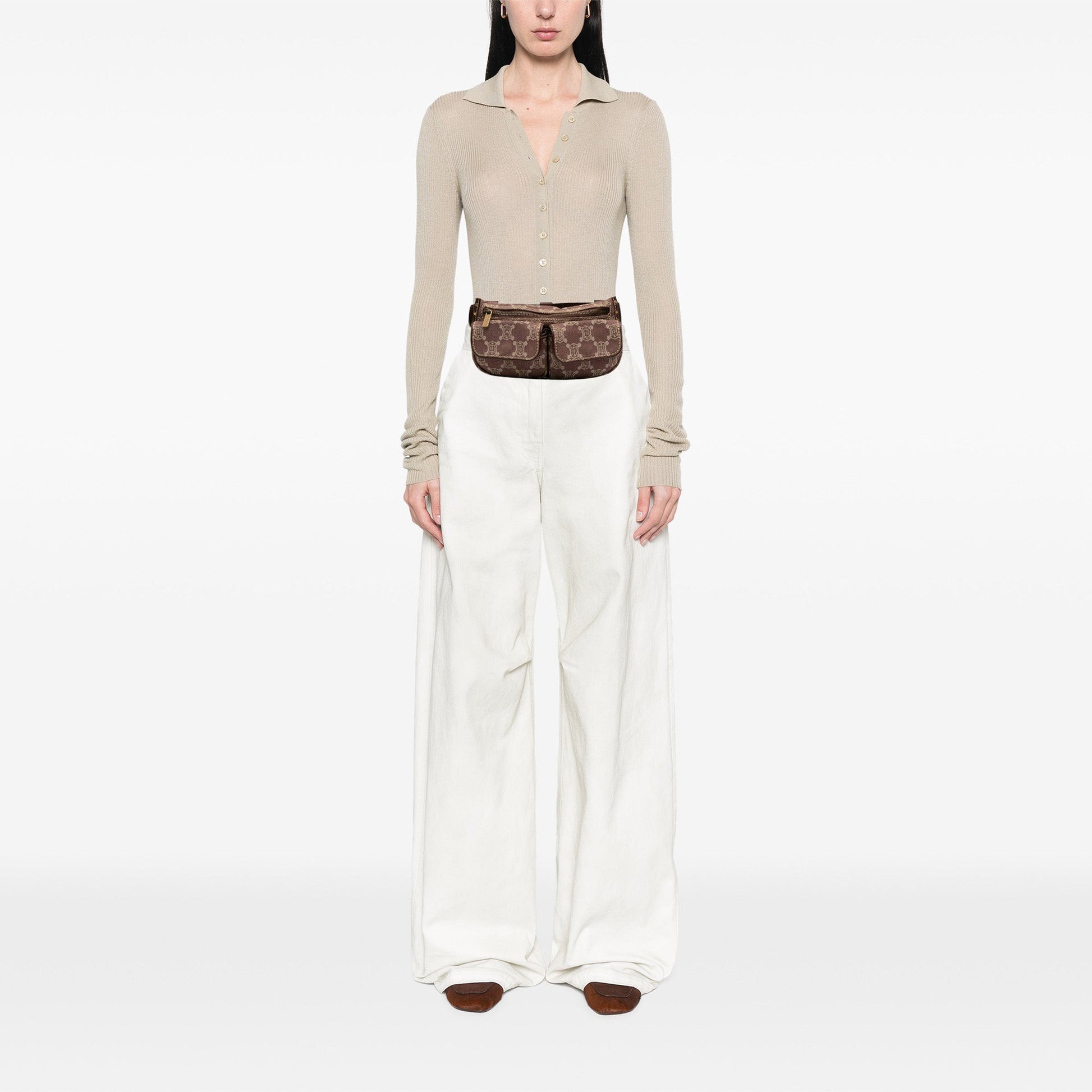 Celine Macadam Denim Double Pocket Belt Bag