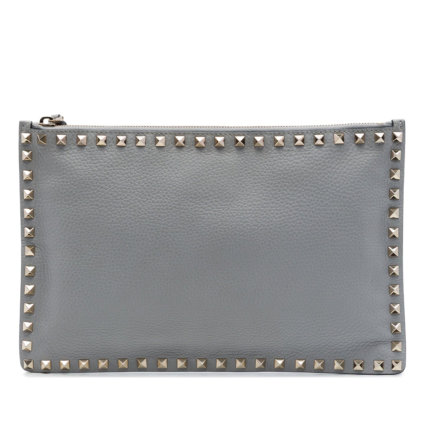 Valentino Grained Calfskin Rockstud Zip Clutch