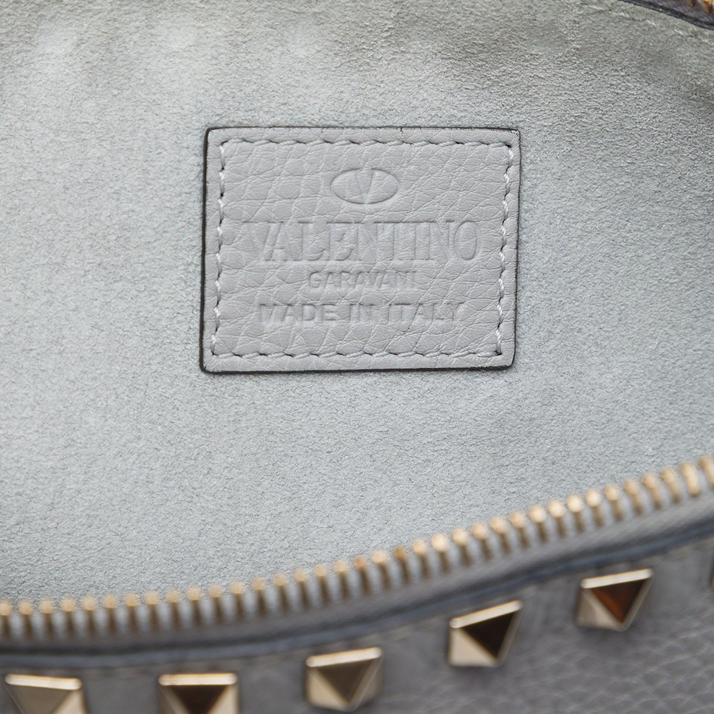 Valentino Grained Calfskin Rockstud Zip Clutch