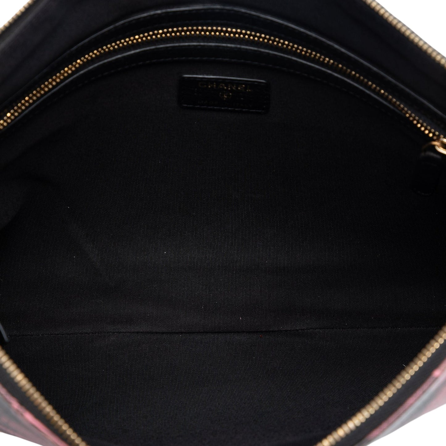 Large CC Quilted Calfskin Camellia Printed O Case Clutch