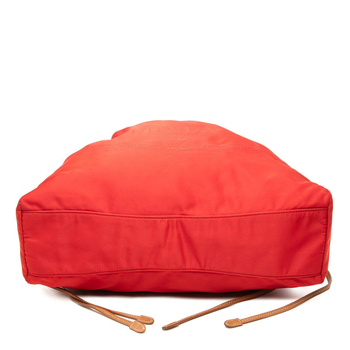 Prada Tessuto Logo Drawstring Tote — Red
