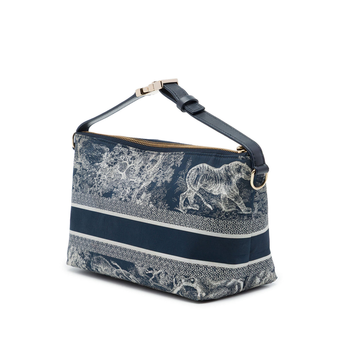 Dior Medium Technical Fabric Toile de Jouy Reverse DiorTravel Nomad Pouch — Blue