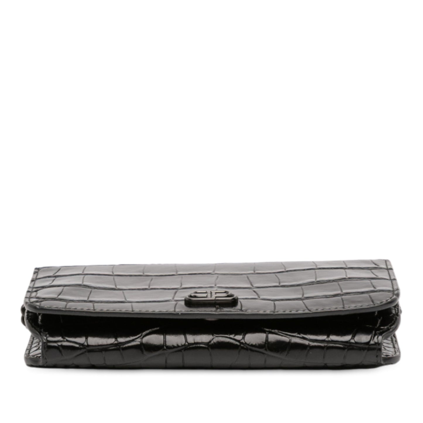 Balenciaga Croc Embossed Leather BB Phone Holder with Chain