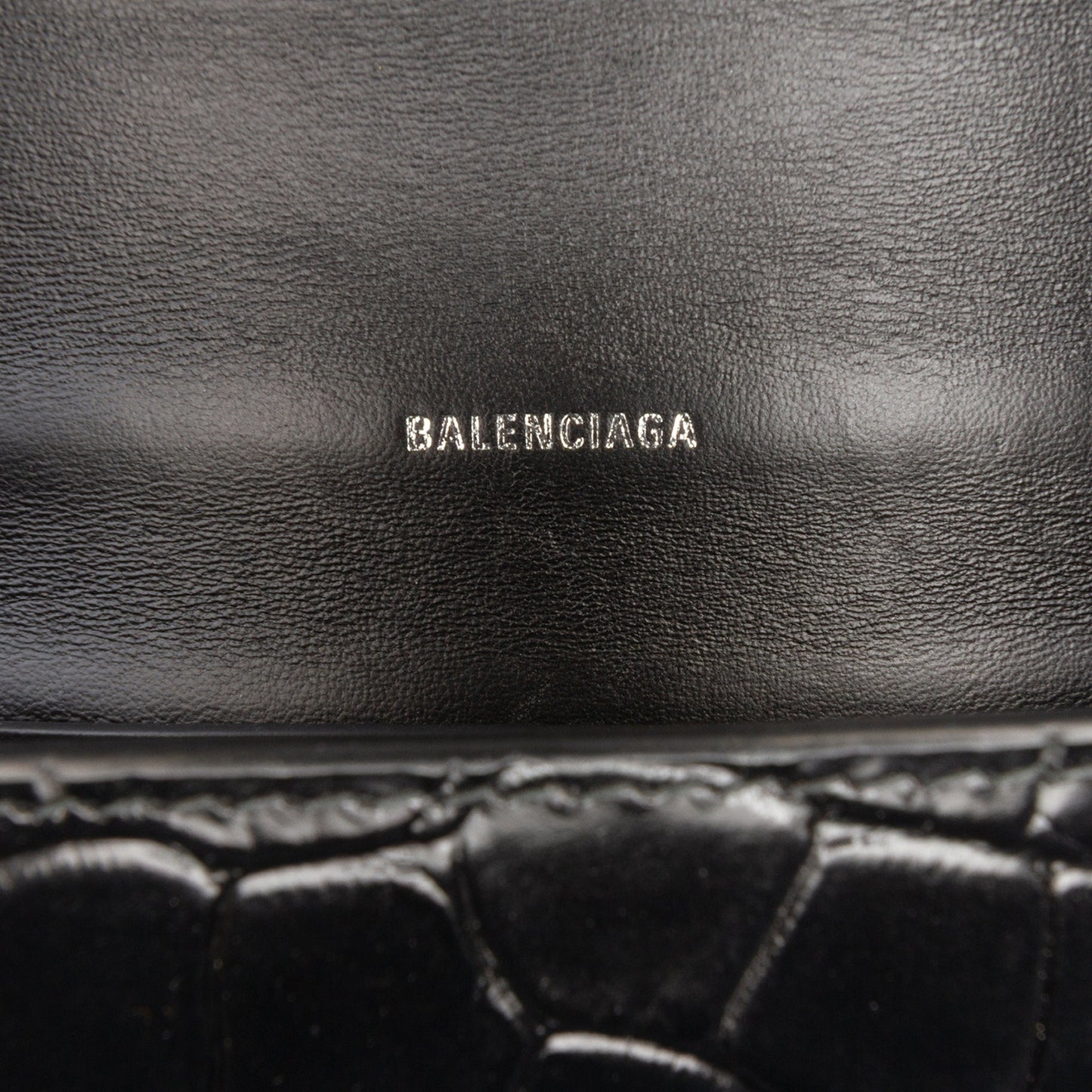 Balenciaga Croc Embossed Leather BB Phone Holder with Chain